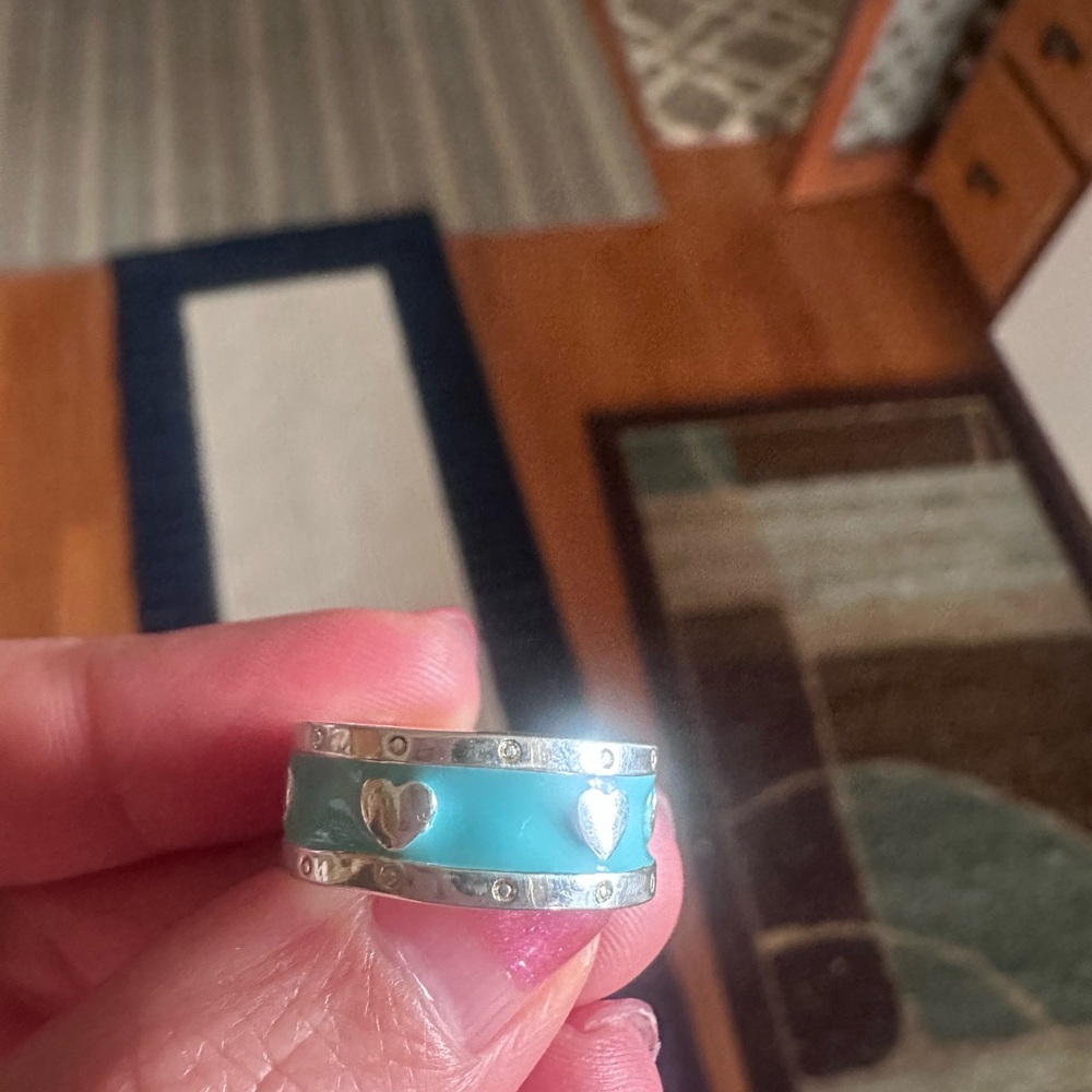 Silver and Blue Heart Ring